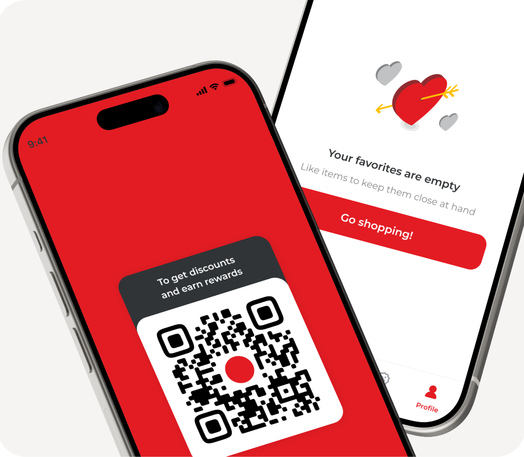 App for a retail network, loyalty card, promotional catalog
